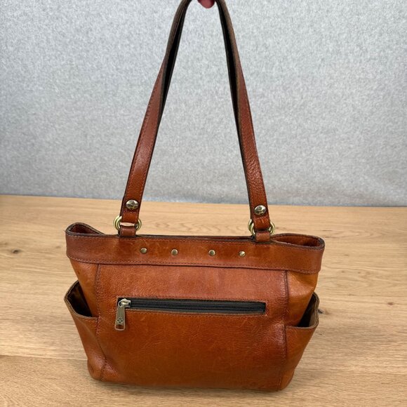 Patricia Nash Tooled Leather Shoulder Bag Brown Floral Brass Toggle Close - Picture 3 of 16